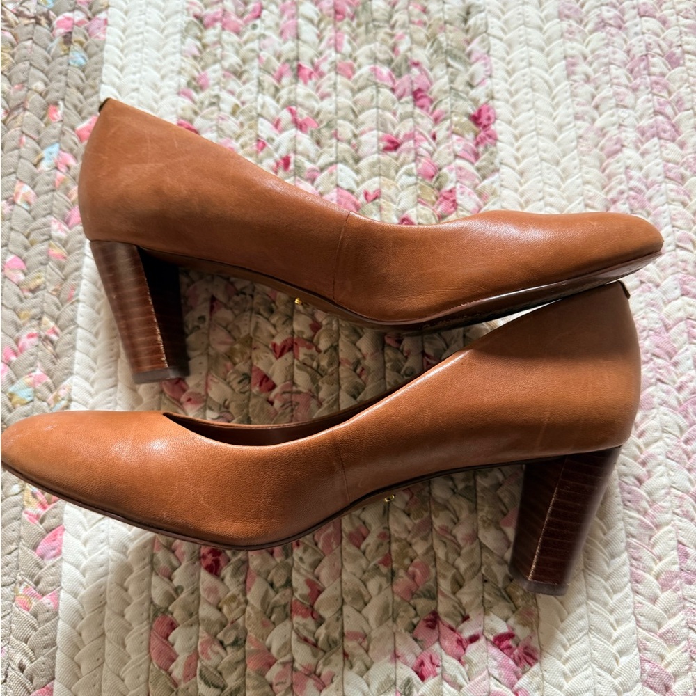 Ralph Lauren Tan Leather Heels